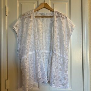 Christopher & Banks White Lace Cardigan